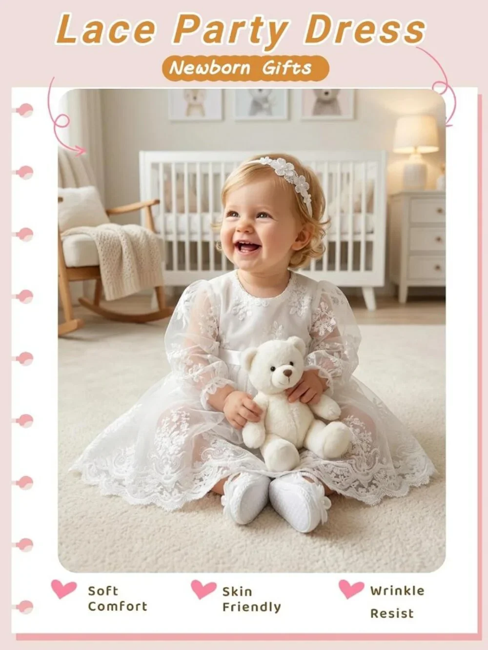 Adorable Floral Baby Girl Dress Set 0-9 Months | Baptism Outfit with Shoes